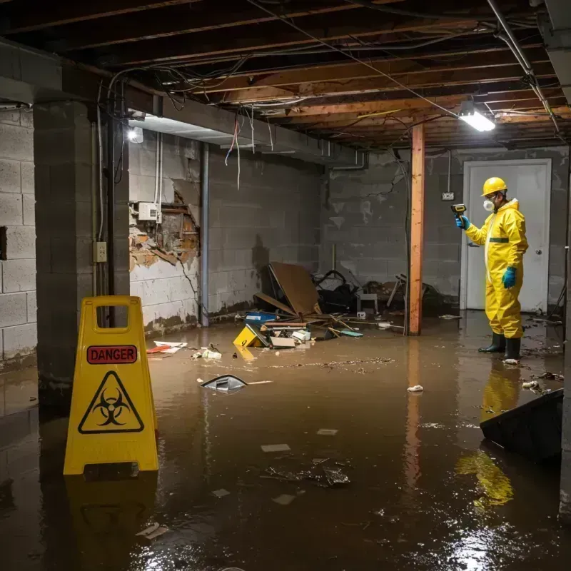 Flooded Basement Electrical Hazard in Central City, IL Property